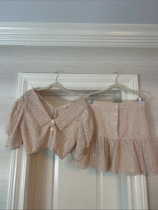 Sandro Dresses & Skirts - Sandro Beige Eyelet Lace Two-Piece Skirt Set
